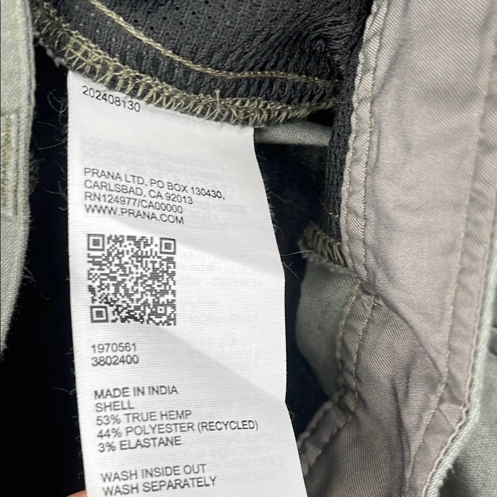 NEW Prana 32‎ Hemp Blend Furrow Short Men's Thyme Green Casual Shorts